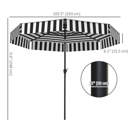 8.6 ft Patio Umbrella, UPF 30+, Crank, Tilt, 8 Ribs, Black Sun Umbrellas at Gallery Canada