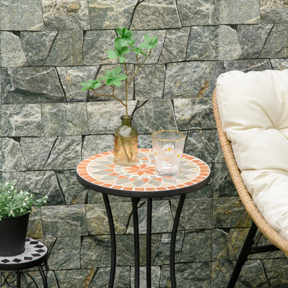 Round Mosaic Patio Table, Metal Frame, Outdoor Garden Furniture, Yellow Grey Patio Side Tables at Gallery Canada