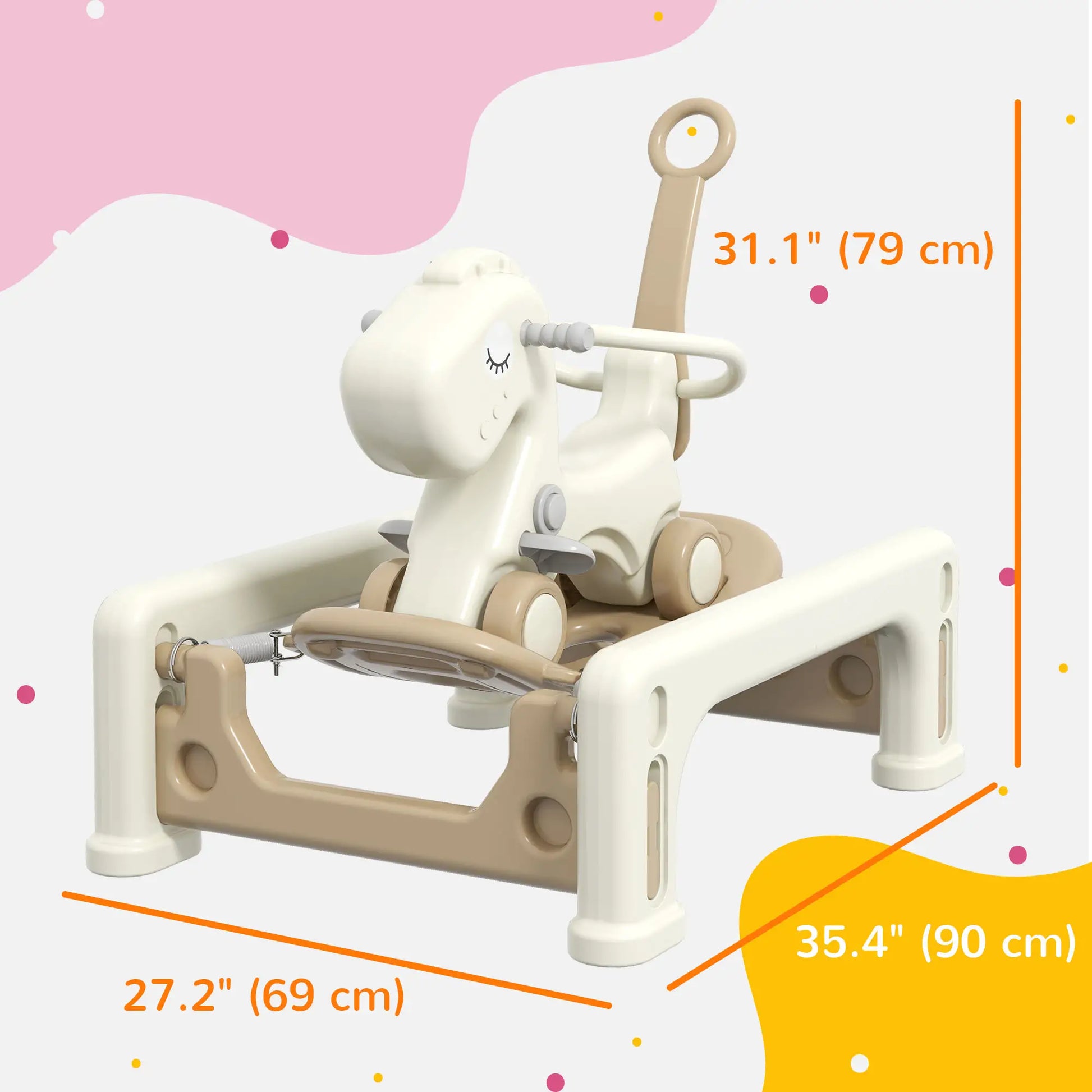 5 in 1 Rocking Horse for Toddlers, Balance Board, Push Handle, 4 Wheels Rocking Horses at Gallery Canada