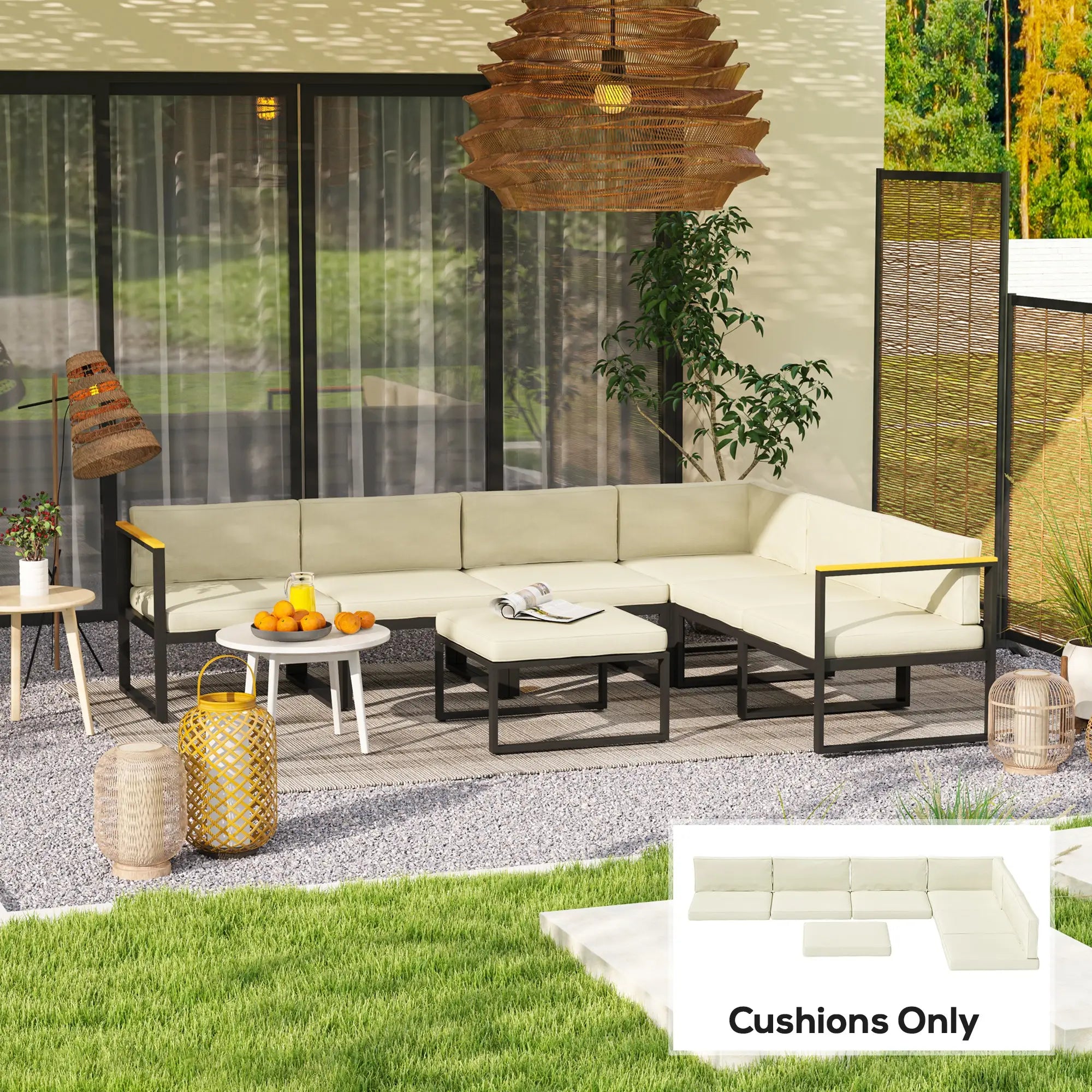 Replacement Cushions for Rattan Furniture, 14 Piece, Cream Patio Chair Cushions at Gallery Canada