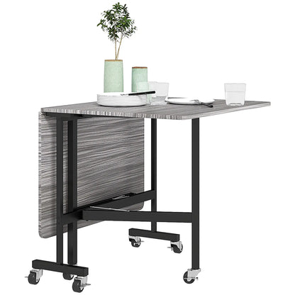 6-Seater Drop-Leaf Dining Table With Wheels, Grey, Grey Dining Tables Grey, Black at Gallery Canada