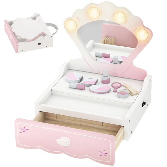 Kids Vanity Set with Lights, Mirror & Drawer, Girls 3-6, Pink Toy Vanity Pink, White at Gallery Canada