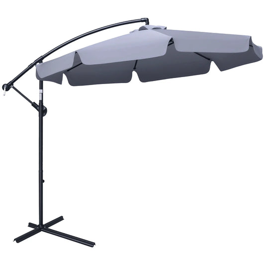 9FT Offset Hanging Patio Umbrella, Easy Tilt, Cross Base, 8 Ribs, Dark Grey Cantilever Umbrellas Dark Grey at Gallery Canada