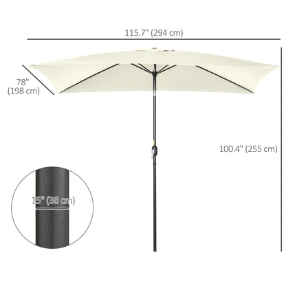 6.5x10ft Rectangle Aluminum Patio Umbrella, Outdoor Sunshade Canopy, Cream White Sun Umbrellas at Gallery Canada