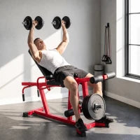 Machine de musculation 3-en-1 pour extension et flexion des jambes, banc de musculation réglable de 660 LBS, rouge