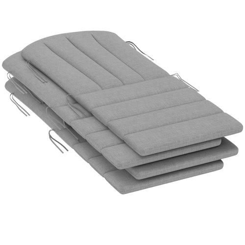 Set Of 4 Patio Chair Cushions, High Back Adirondack, High-Density Foam, Grey