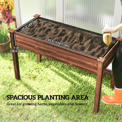 48" x 22" x 30" Wooden Patio Raised Garden Bed Planter, Carbonized Elevated Garden Beds at Gallery Canada