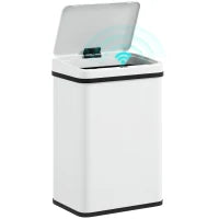 40 L Poubelle Automatique, Couvercle à Fermeture Douce, Acier Inoxydable, Blanc