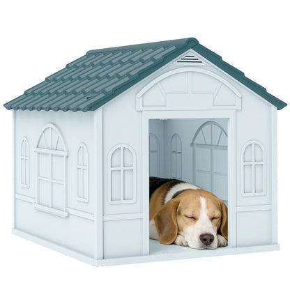 26" Plastic Dog House, Outdoor with Air Vents, Small Medium Dogs, Blue Houses, Kennels & Pens at Gallery Canada
