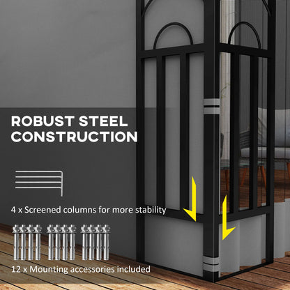 10' x 13' Wall Pergola, Outdoor Gazebo, 2 Curtains, 2 Nettings, UV Resistant, Light Grey Pergolas at Gallery Canada