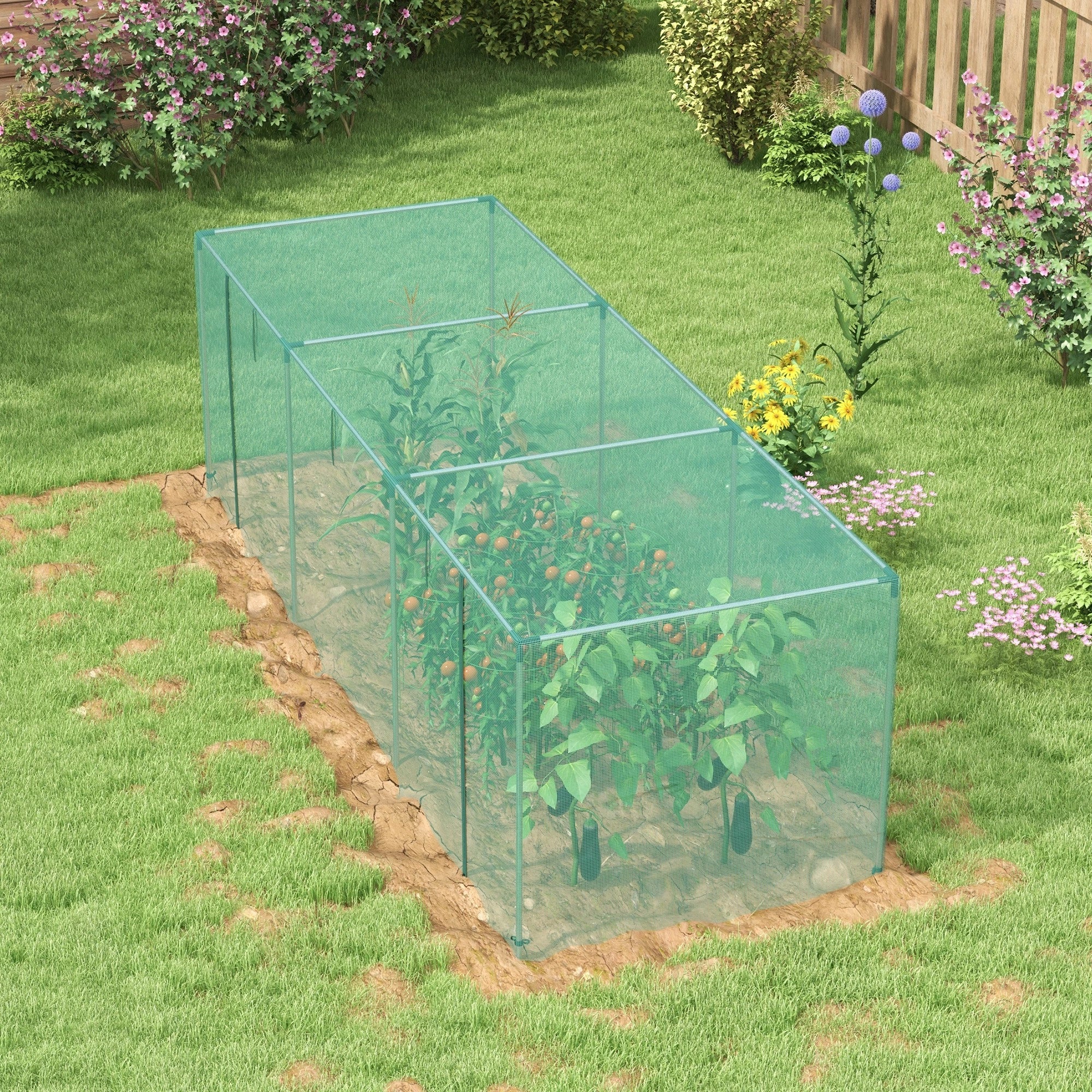 Galvanized Steel Crop Cage, Plant Protection Tent, 12' x 4', Green Walk In Greenhouses at Gallery Canada