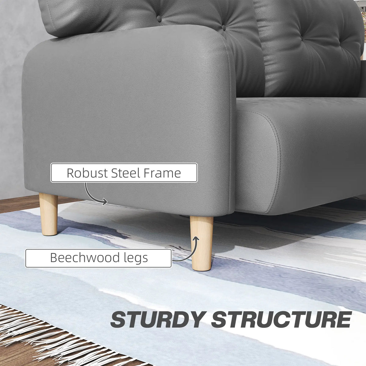58" 2 Seat Sofa, Modern Love Seat, Upholstered Couch, Solid Wood Frame, Grey 2-Seater Sofas at Gallery Canada