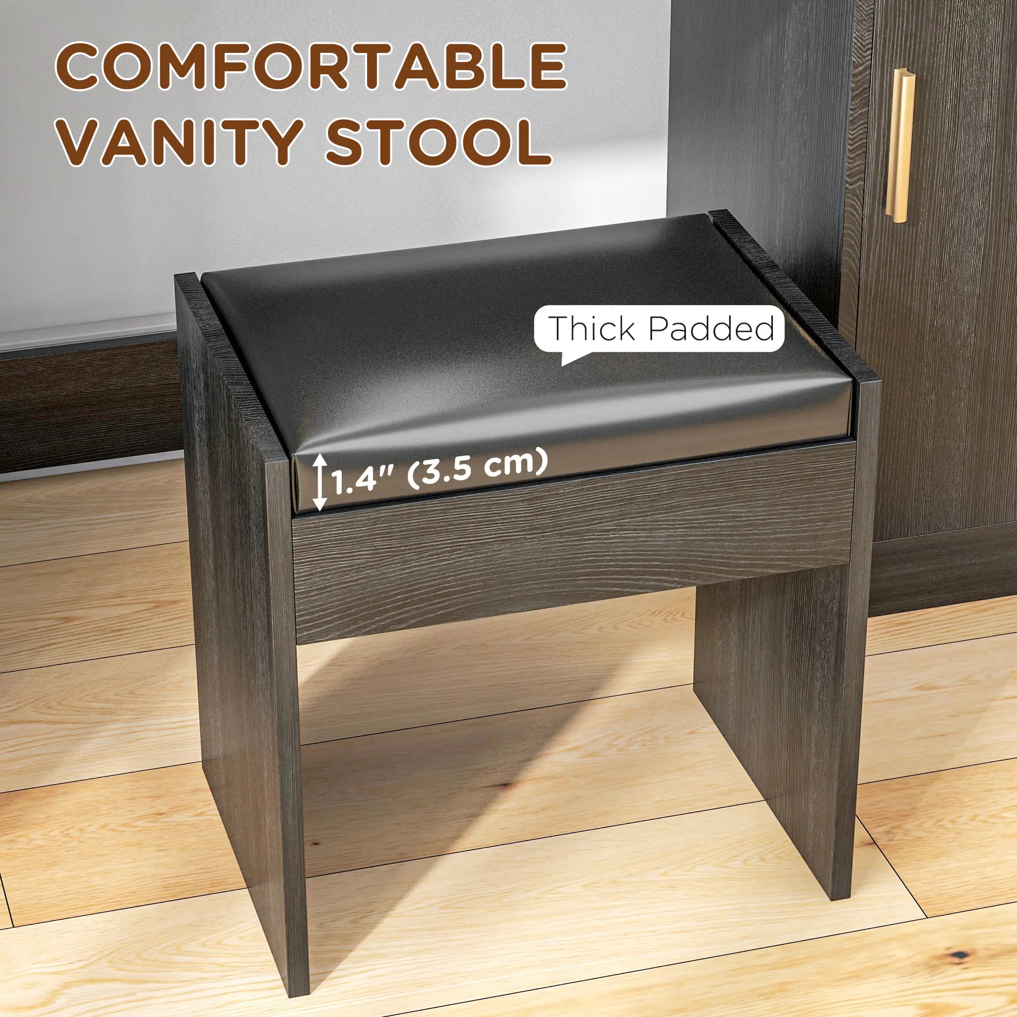 LED Vanity Table Set with Stool, Mirror, Drawer, Cabinet Shelves Dressing & Vanity Tables at Gallery Canada