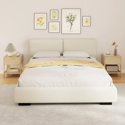 Narrow Nightstand With Rattan, Drawer And Shelf, Set Of 2, Natural Wood Bedside Tables at Gallery Canada