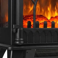 Cheminée électrique 1000W/2000W chauffage sur pied avec thermostat, effet flamme 3D, noir
