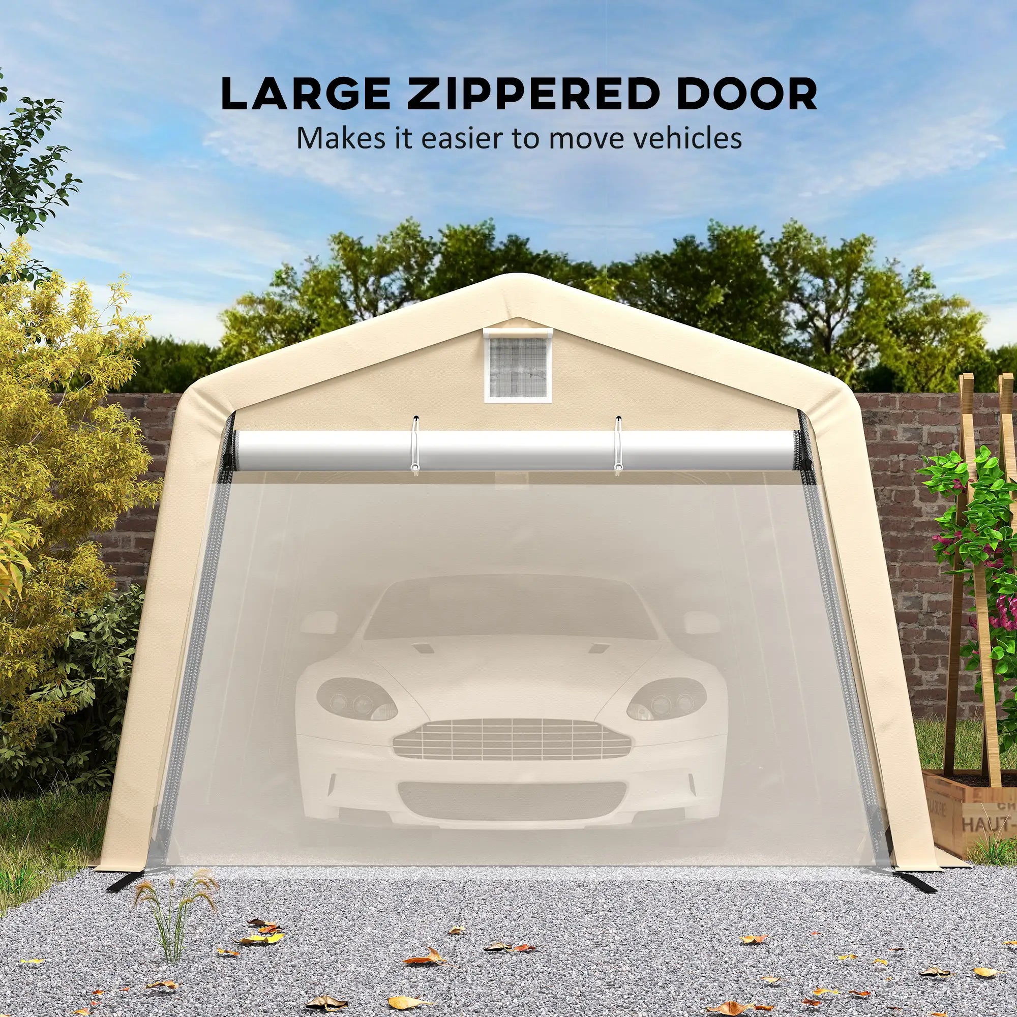 11' x 20' Portable Garage, Heavy Duty Carport Canopy, Khaki Car Shelters at Gallery Canada
