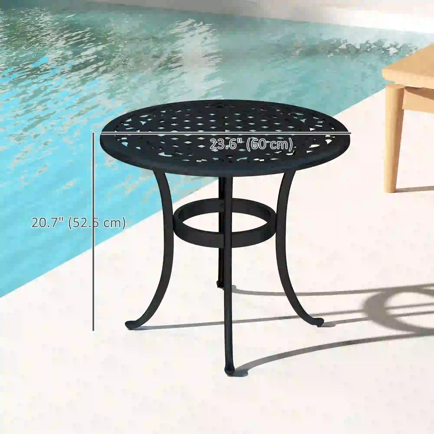 23.6" Round Outdoor Side Table, Cast Aluminum Frame, Black Patio Side Tables at Gallery Canada
