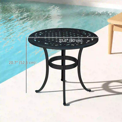 23.6" Round Outdoor Side Table, Cast Aluminum Frame, Black Patio Side Tables at Gallery Canada