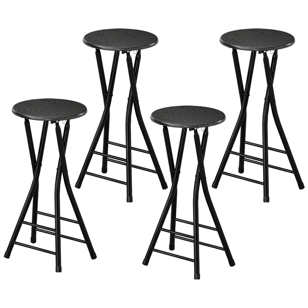Set of 4 Foldable Barstools, Counter Height with Footrest, Steel Legs, Black Bar Stools Black at Gallery Canada