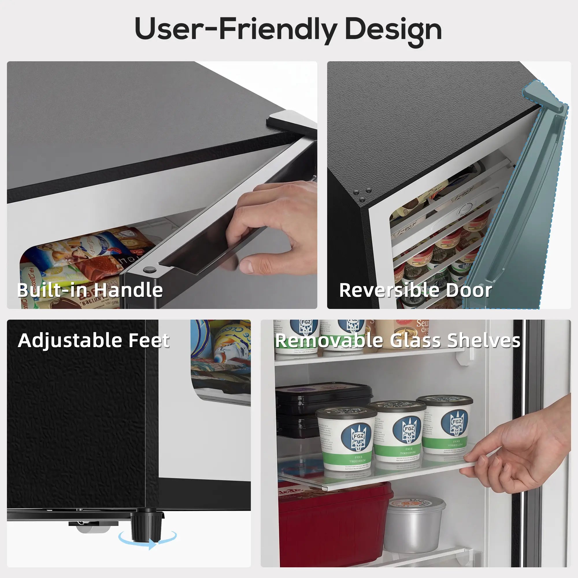 7.0 Cu.Ft Upright Freezer, 6 Adjustable Shelves, Reversible Door, Black Small Kitchen Appliances at Gallery Canada