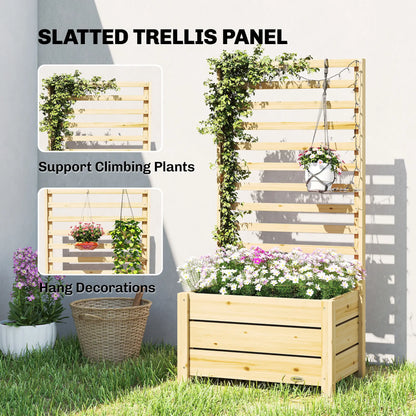 Wooden Raised Garden Bed With Trellis, Elevated Planter Box With Drainage Wooden Planter Boxes at Gallery Canada