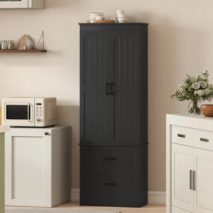 Tall Pantry Cabinet, 67", Kitchen Storage with Adjustable Shelves, Black Kitchen Pantry Cabinets at Gallery Canada