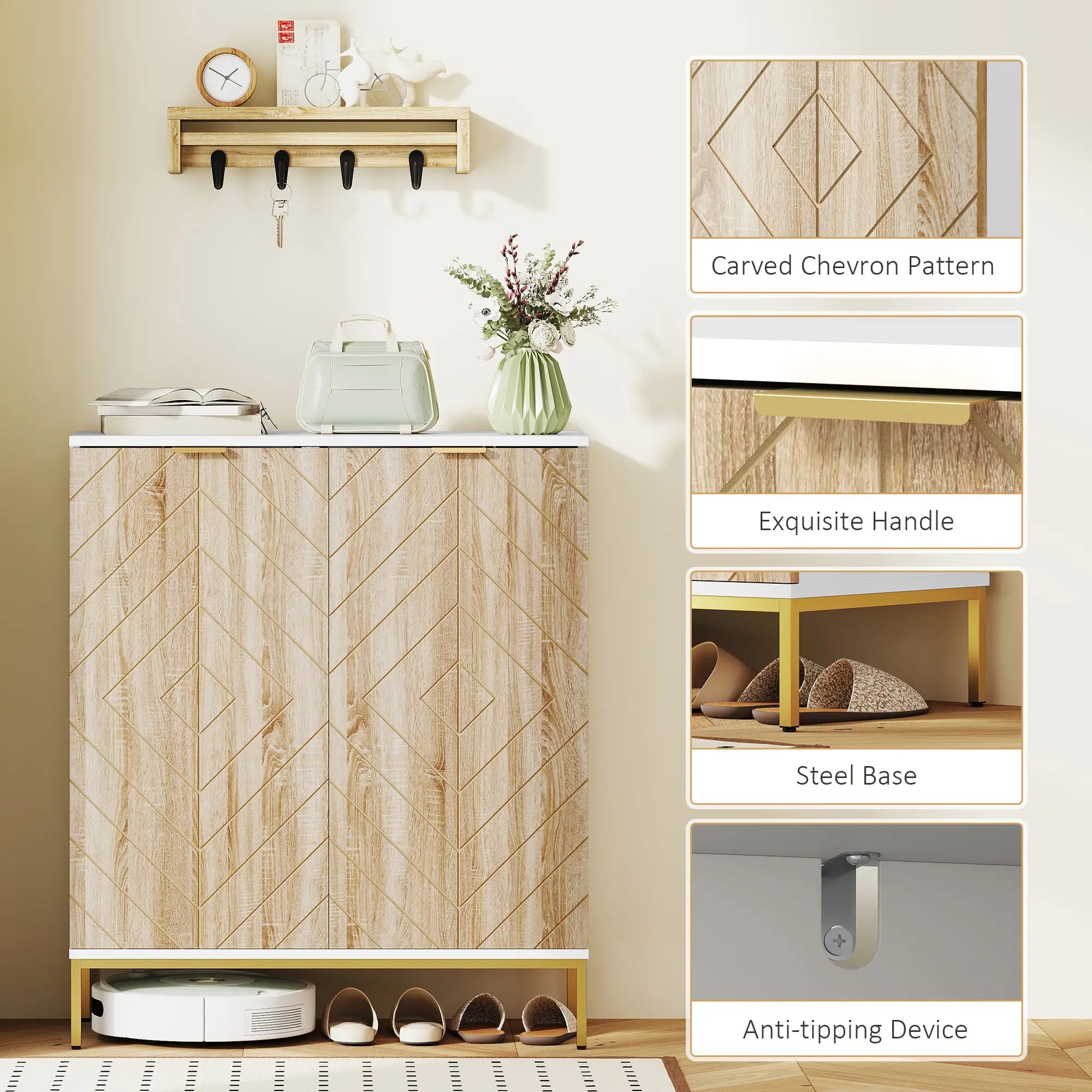 Shoe Storage Cabinet for 15 Pairs, Adjustable Shelves, White Shoe Storage Cabinets & Racks at Gallery Canada