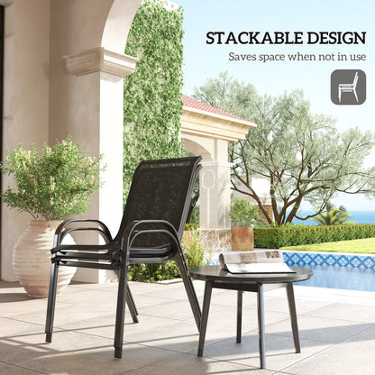 Outdoor Dining Chairs Set of 2, Stackable, High Back, Black Patio Chairs at Gallery Canada