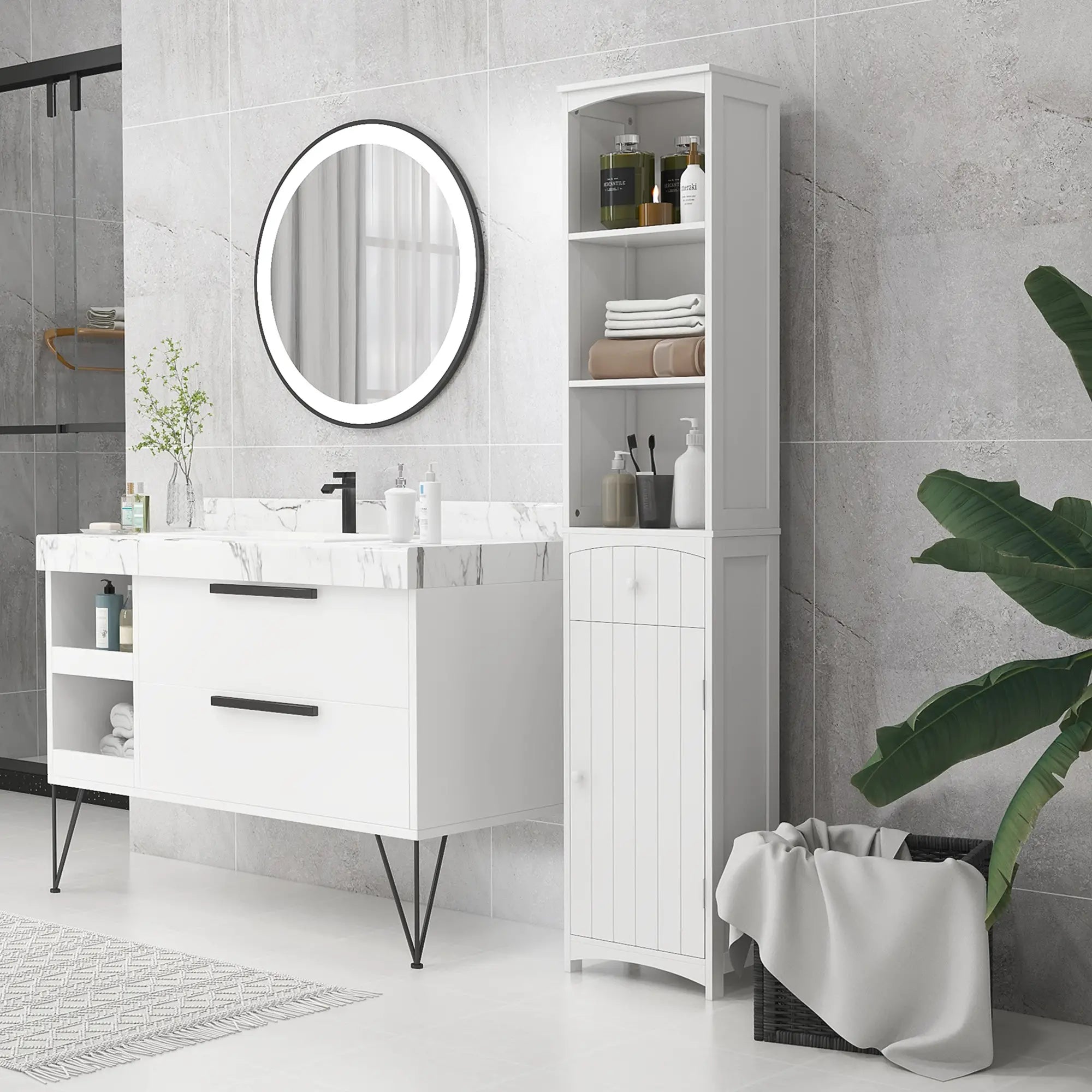 Tall Wooden Bathroom Cabinet, Storage Organizer, Kitchen Bedroom Bathroom Cabinets at Gallery Canada