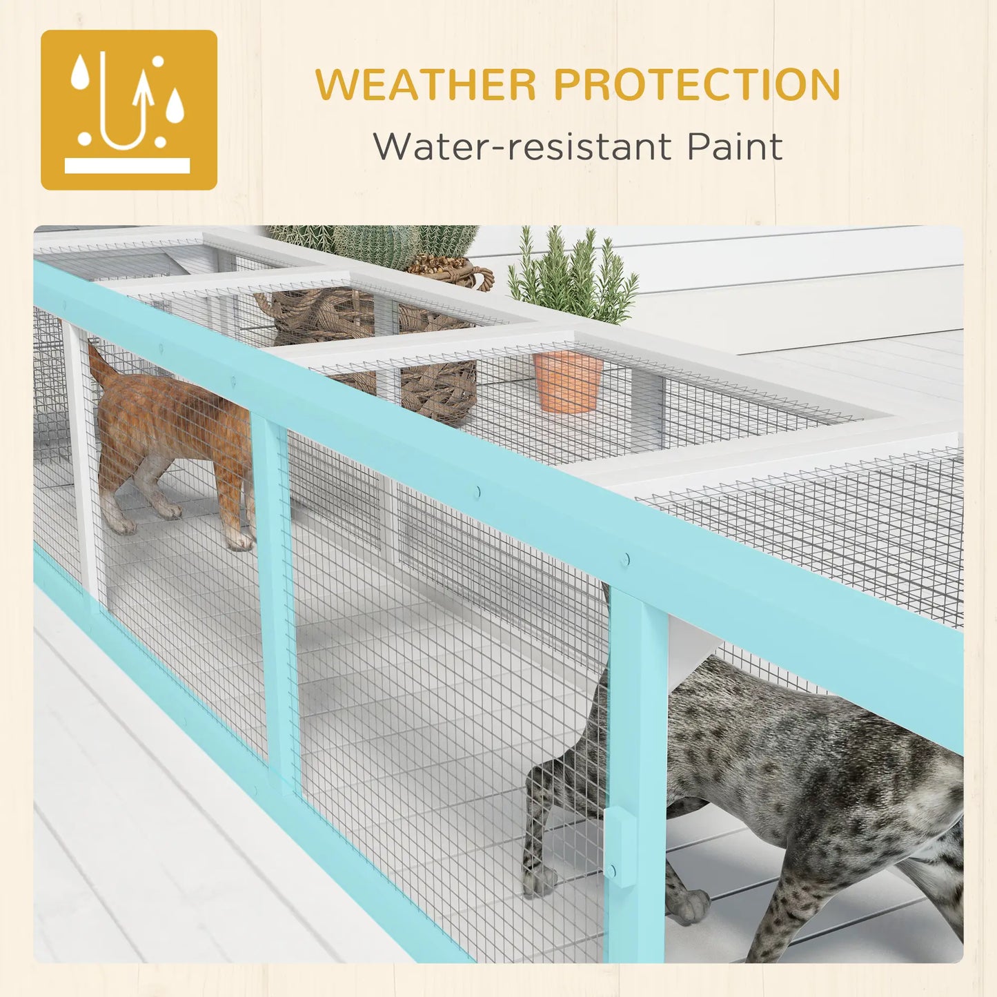 79" Long Cat Tunnel, L-Shape Extendable Design, Indoor Outdoor Enclosure, White Outdoor Cat Enclosures at Gallery Canada