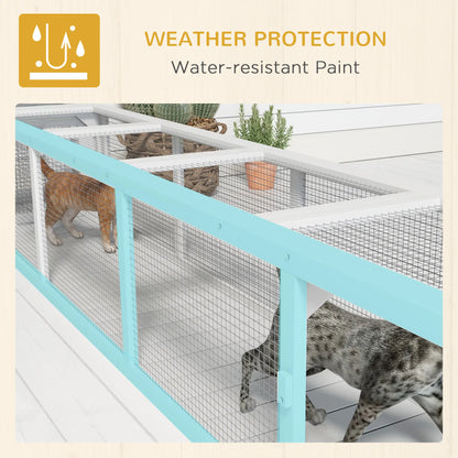 79" Long Cat Tunnel, L-Shape Extendable Design, Indoor Outdoor Enclosure, White Outdoor Cat Enclosures at Gallery Canada