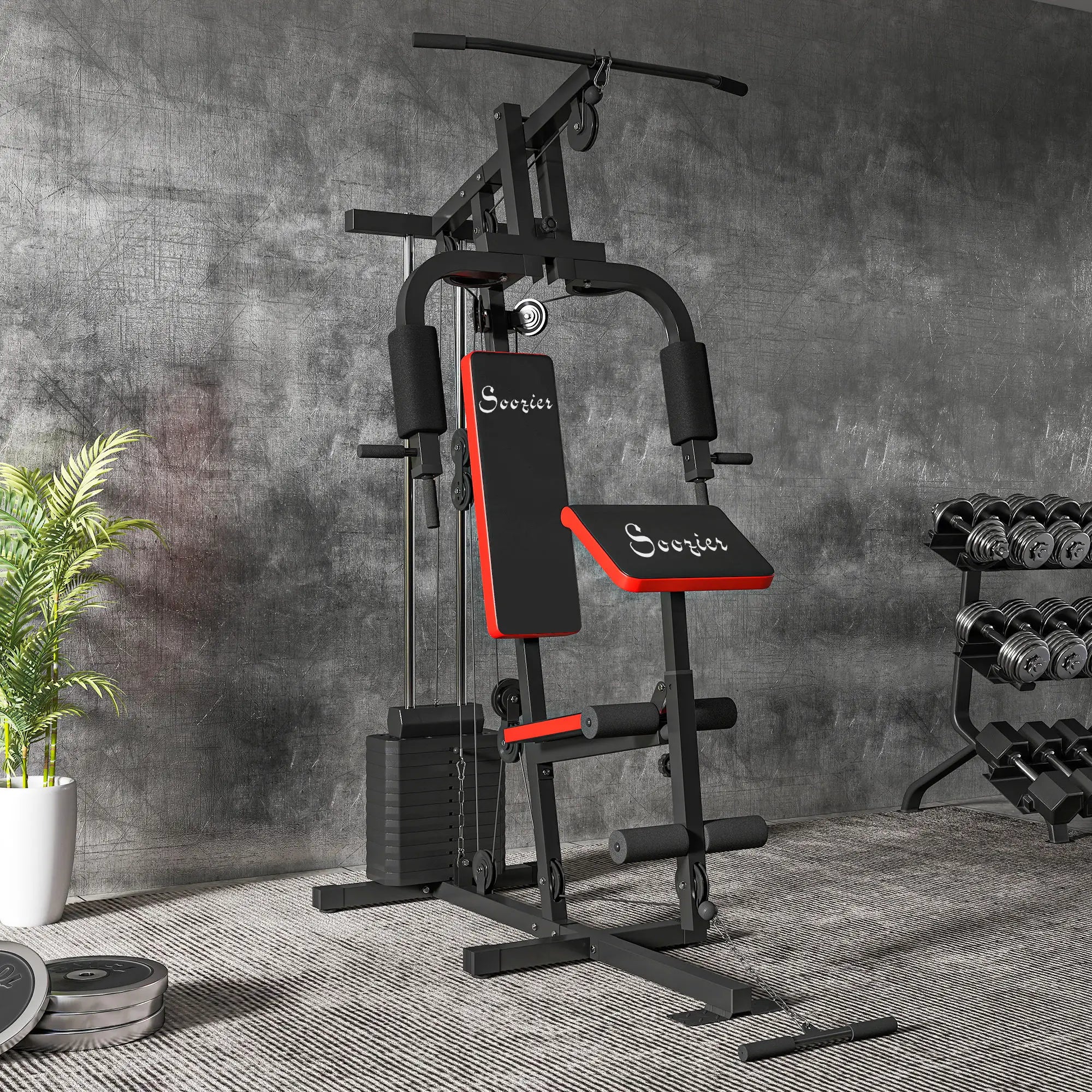 Weight Training Machine, Multifunction Home Gym, 143lbs, Red Power Towers at Gallery Canada