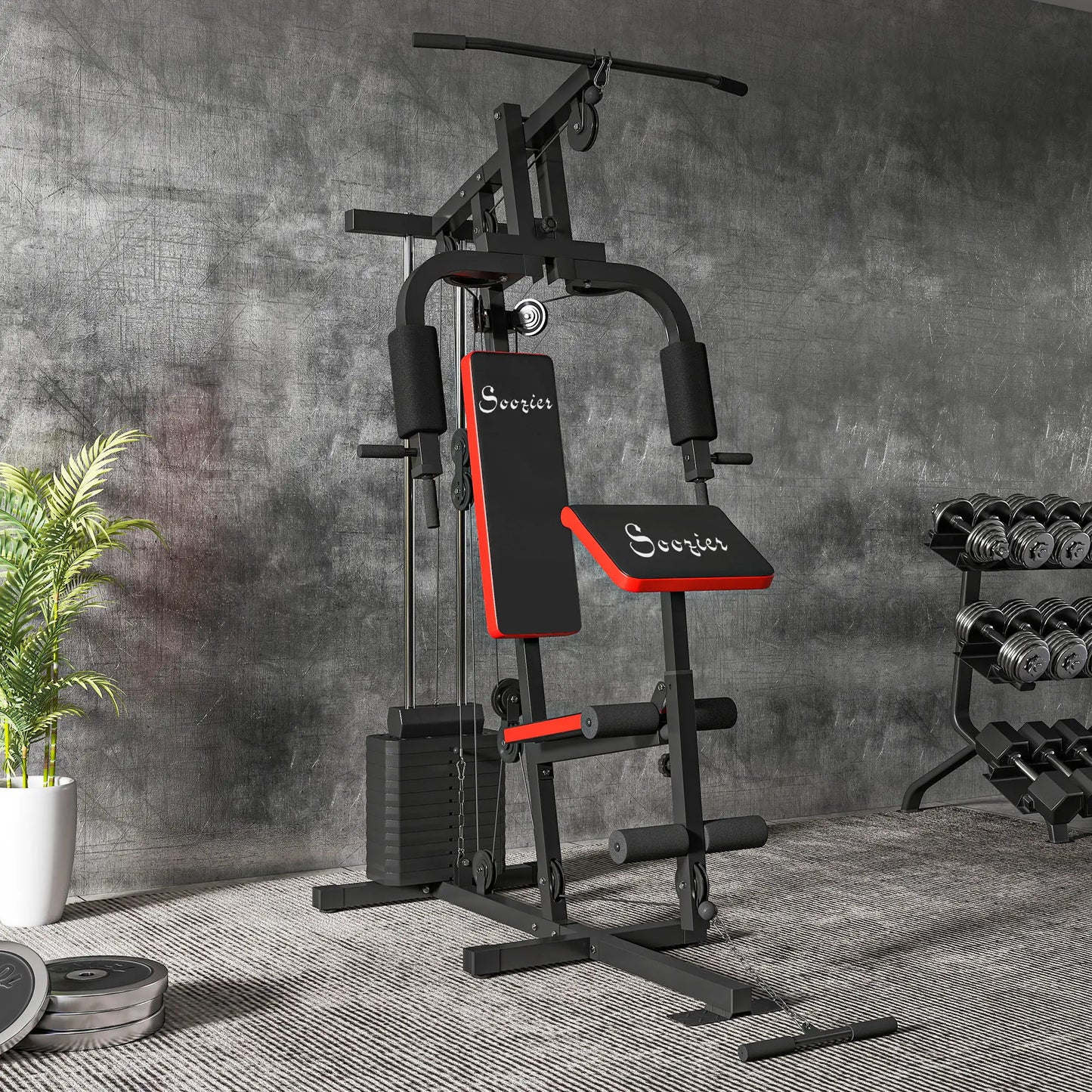 Weight Training Machine, Multifunction Home Gym, 143lbs, Red Power Towers at Gallery Canada
