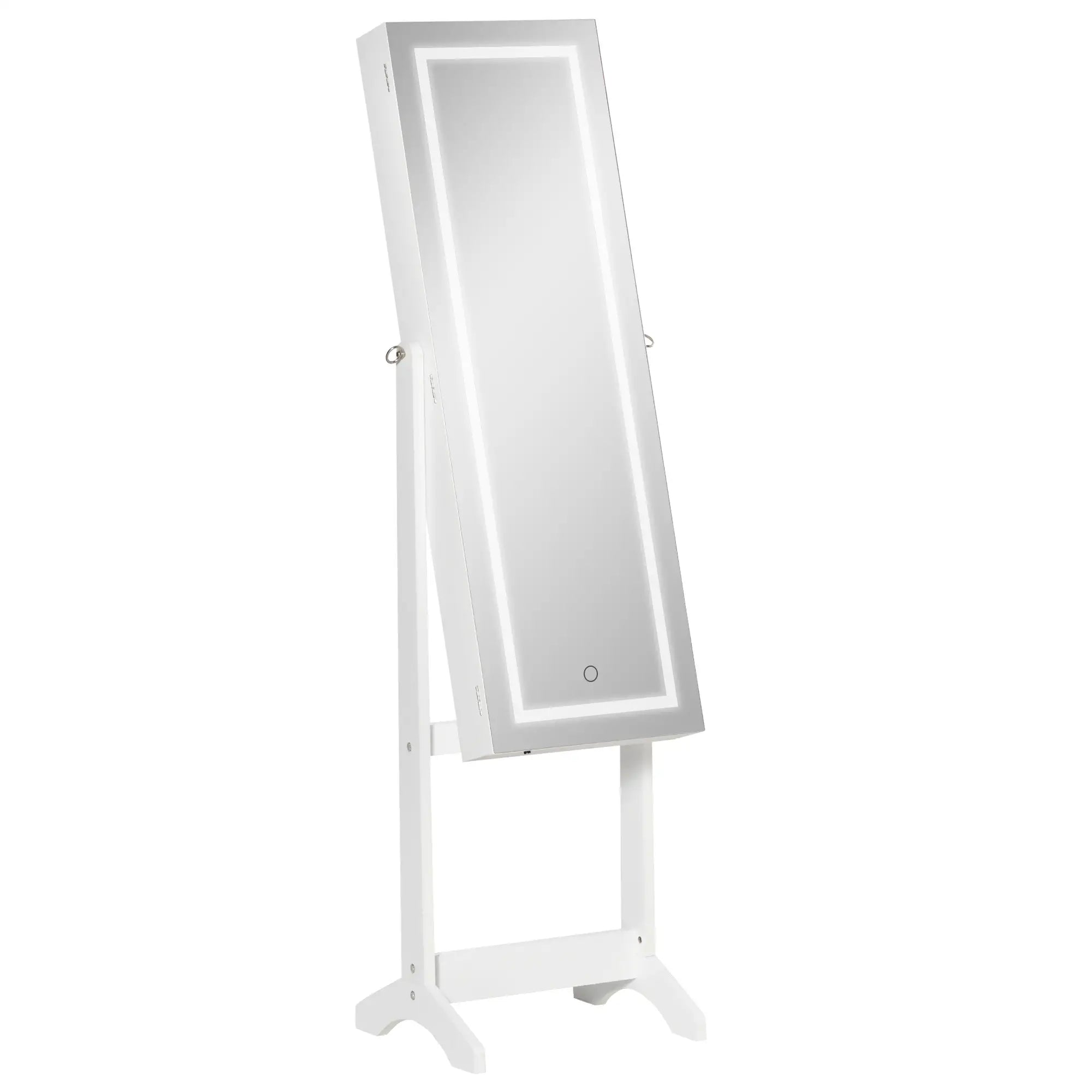 Lockable Jewelry Armoire with LED Light, Standing Mirror, White Jewelry Armoire & Jewellery Mirror Cabinets at Gallery Canada