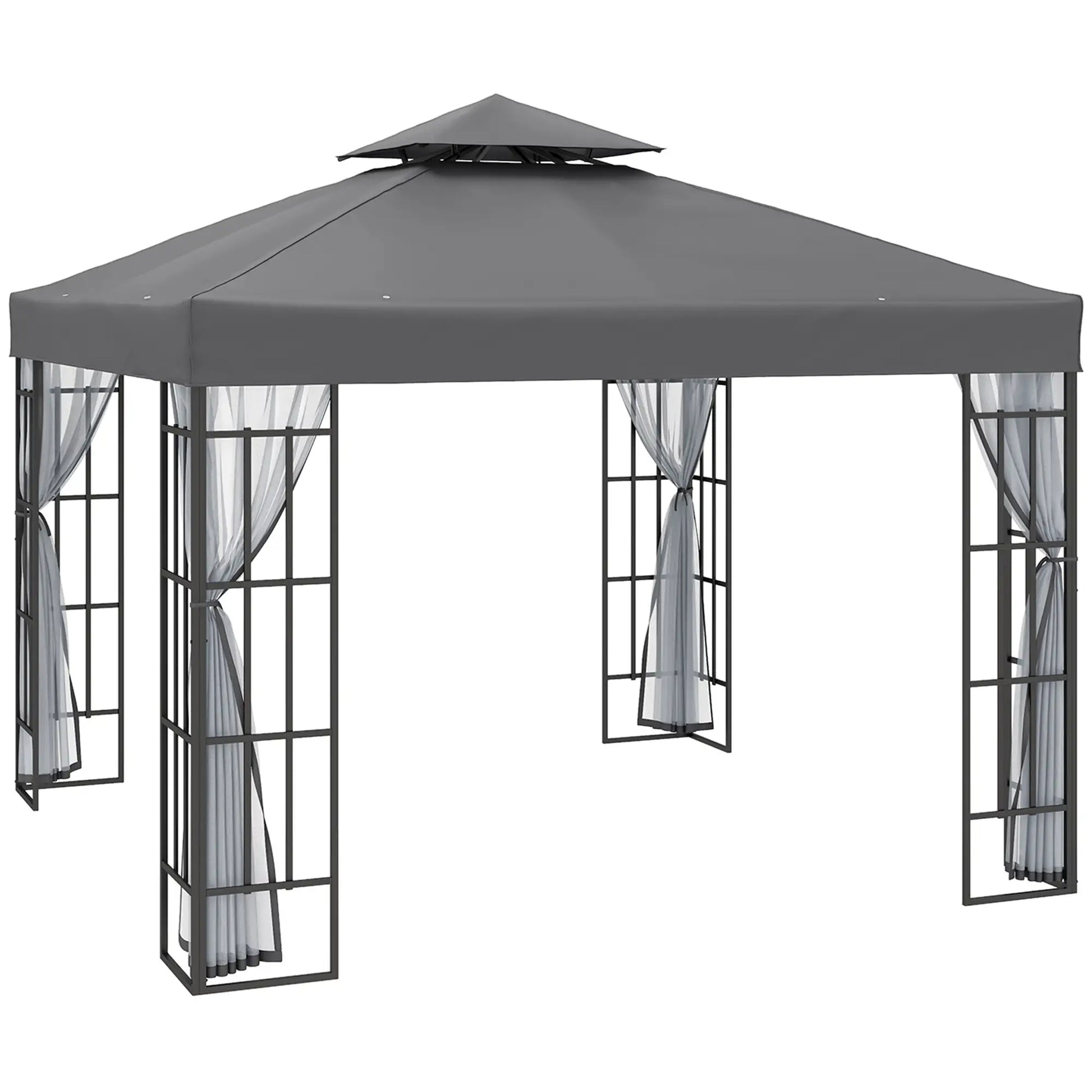 10'x10' Garden Gazebo, Portable Canopy, Mosquito Netting, Grey Gazebos at Gallery Canada