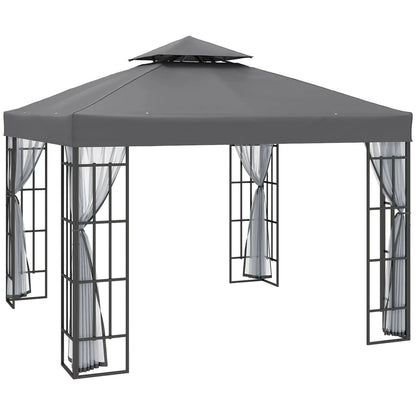 10'x10' Garden Gazebo, Portable Canopy, Mosquito Netting, Grey Gazebos at Gallery Canada
