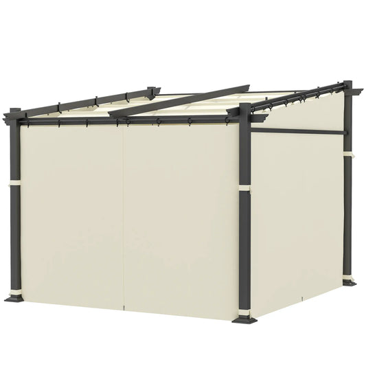 Metal Pergola, Sliding Roof Canopy, Retractable, 10' x 10', Beige Pergolas Beige at Gallery Canada