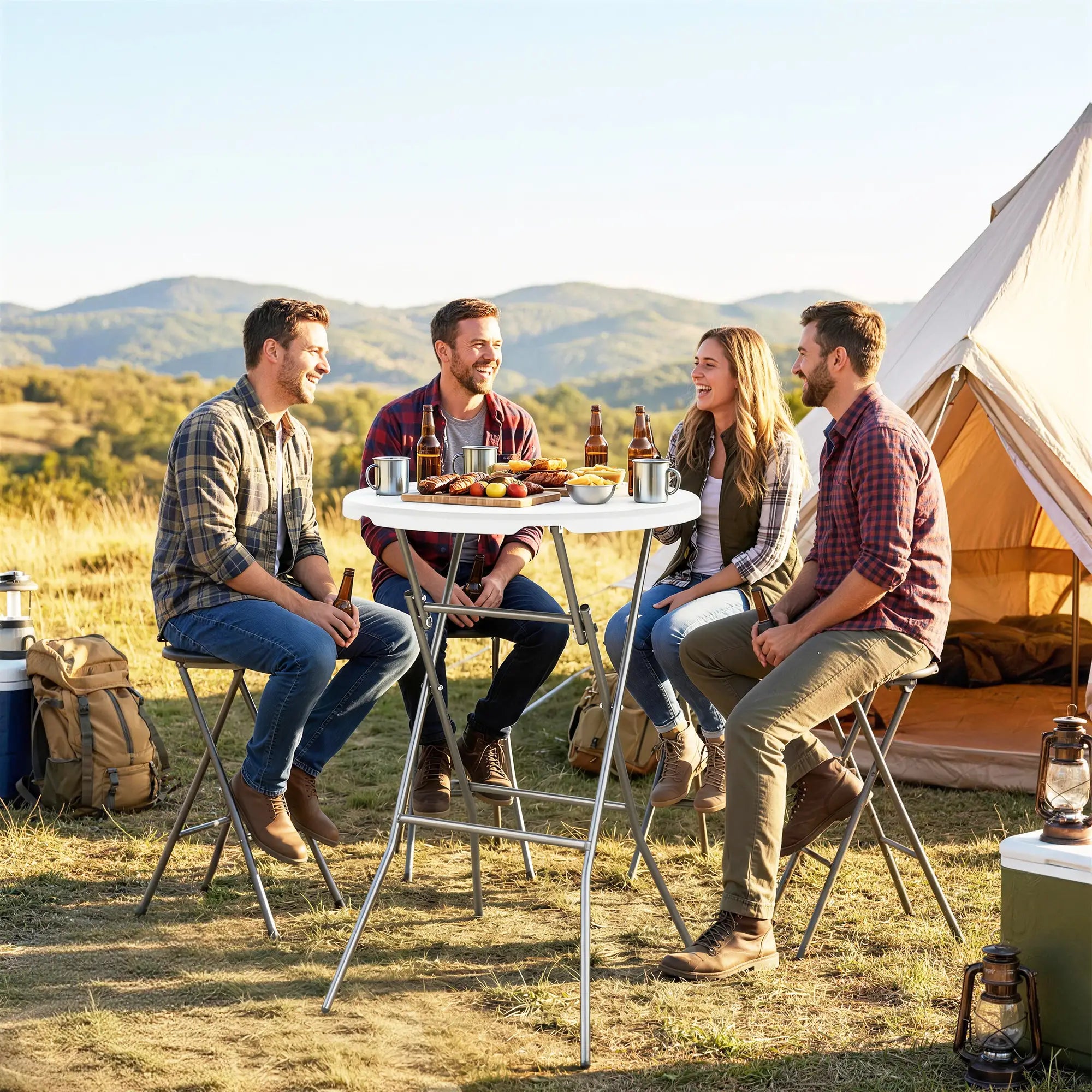 2.6ft Plastic Folding Picnic Table, Camping Table, White Picnic Tables & Camping Chairs at Gallery Canada