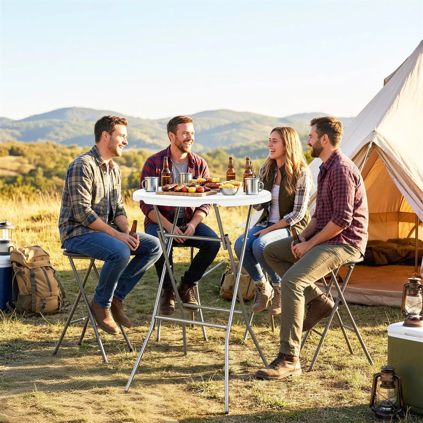 2.6ft Plastic Folding Picnic Table, Camping Table, White Picnic Tables & Camping Chairs at Gallery Canada