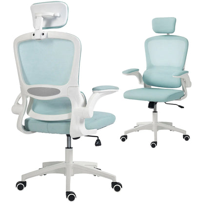 Ergonomic Mesh Office Chair, High Back, Headrest, Flip-Up Armrests, Lumbar Support, Light Green Task Chairs at Gallery Canada