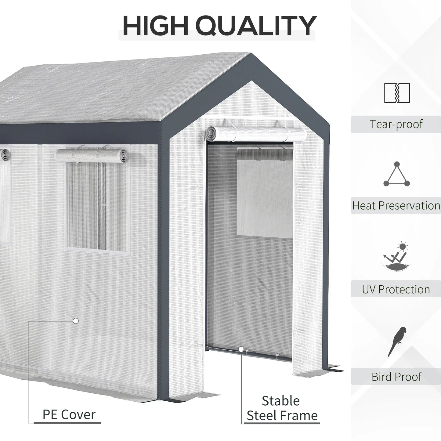 8' x 6' x 7.5' Walk-in Greenhouse, Outdoor Plant Growth Tent, White Walk In Greenhouses at Gallery Canada