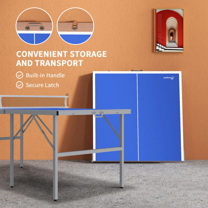 Portable Ping Pong Table Set, Table Tennis w/ Net, 2 Paddles, 3 Balls, Blue Game Tables at Gallery Canada