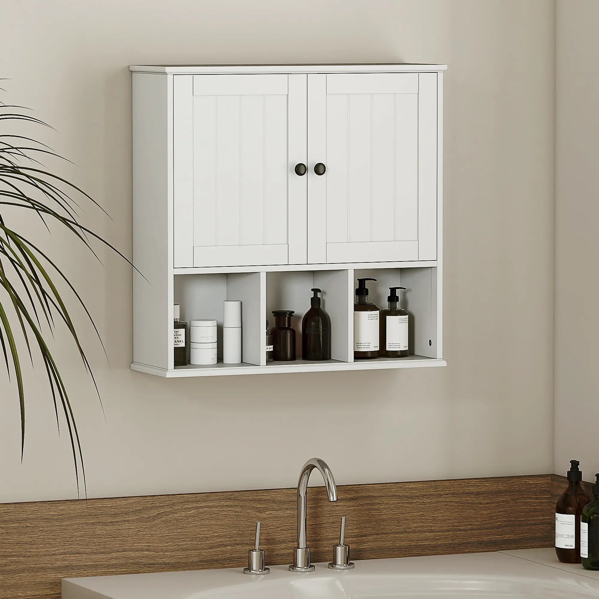 Farmhouse Wall Mounted Medicine Cabinet, Adjustable Shelf, White Wall Mounted Cabinets at Gallery Canada