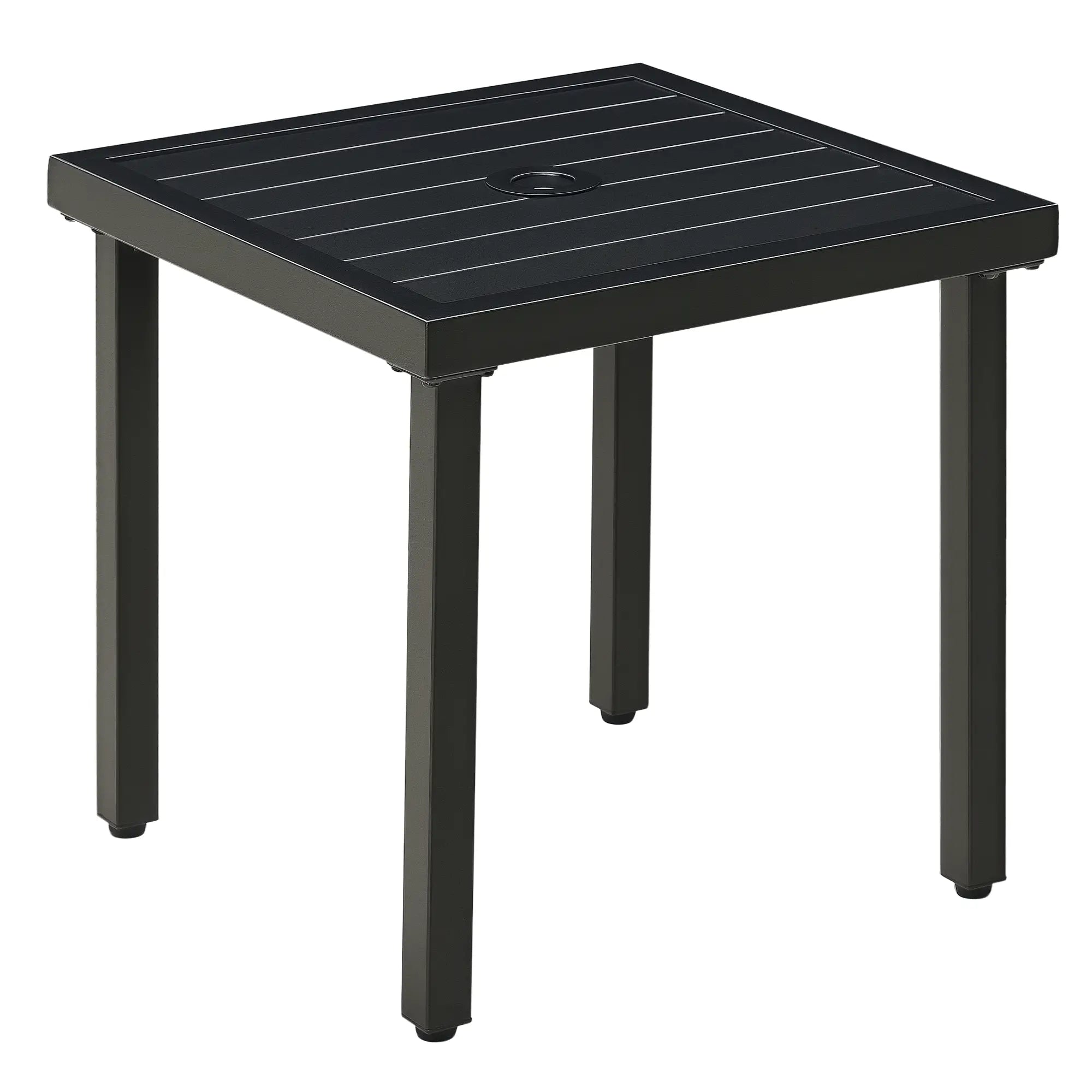 Outdoor Side Table, Patio End Table with Umbrella Hole, Steel Frame, Black Patio Side Tables Black at Gallery Canada