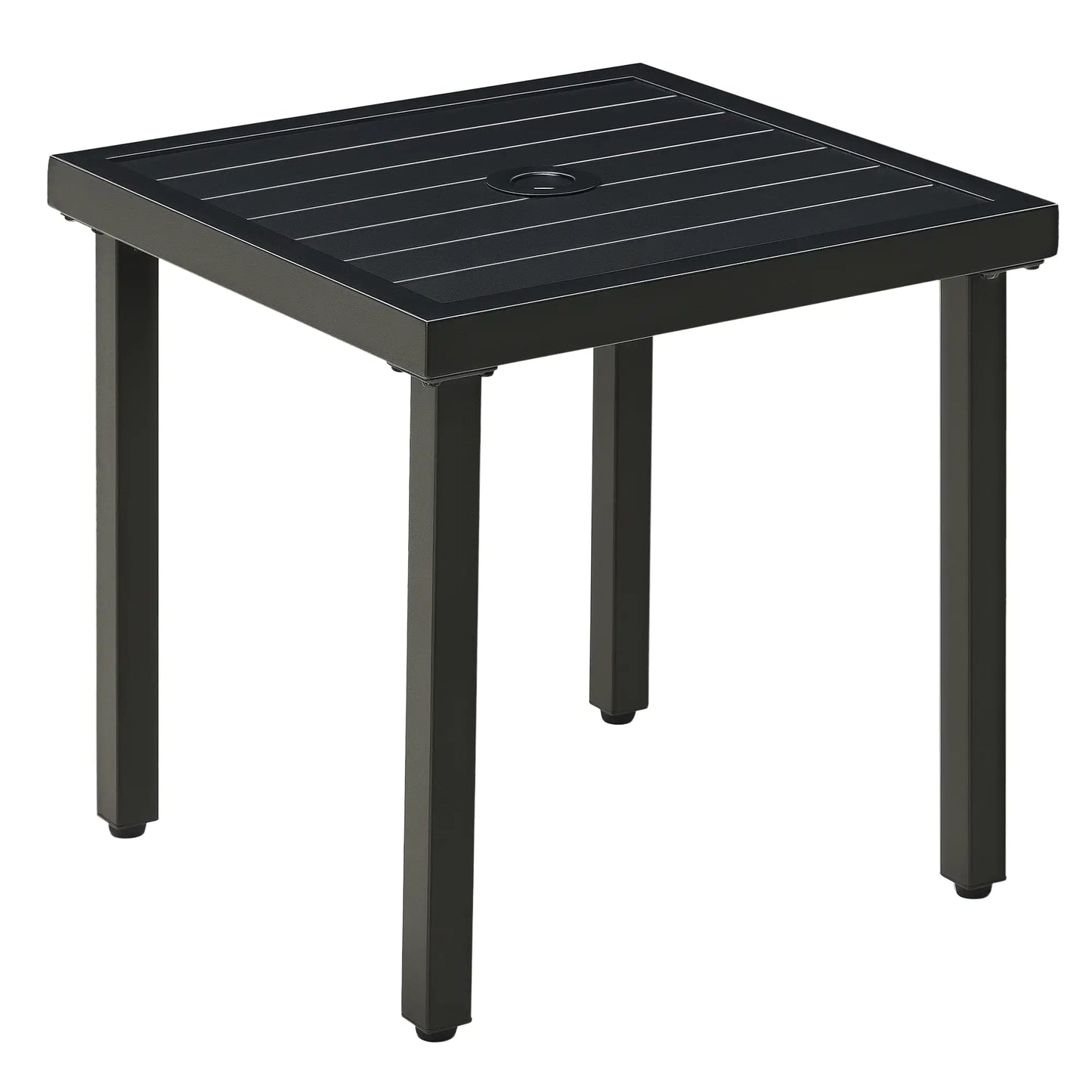 Outdoor Side Table, Patio End Table with Umbrella Hole, Steel Frame, Black Patio Side Tables Black at Gallery Canada