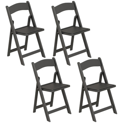 4 Pack Folding Chairs, Foldable Resin Chair with Padded Seat, Portable Indoor Outdoor Seat for Office Events Dining Dining Chairs Black at Gallery Canada