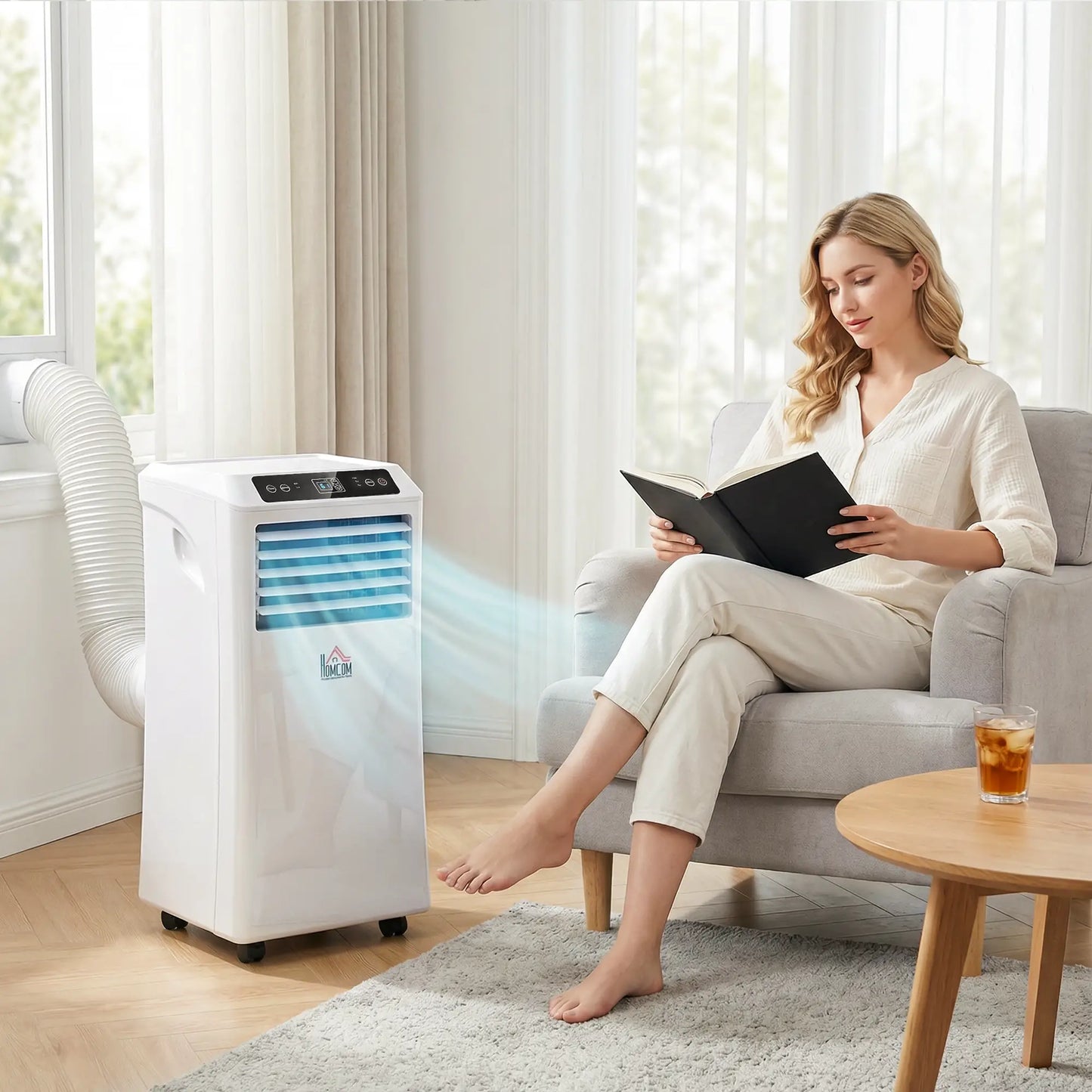 10,000BTU Portable Air Conditioner, Dehumidifier, 2 Speed Fans, 24H Timer, White Air Conditioner at Gallery Canada