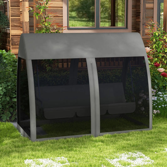 3-Seater Outdoor Swing Chair, Steel Stand, Canopy Netting, Dark Grey Porch Swings with Canopy Dark Grey Fabric, Charcoal Grey Frame at Gallery Canada