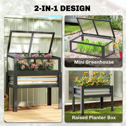 Raised Garden Bed With Greenhouse Top, Wooden Elevated Planter, Grey Elevated Garden Beds at Gallery Canada