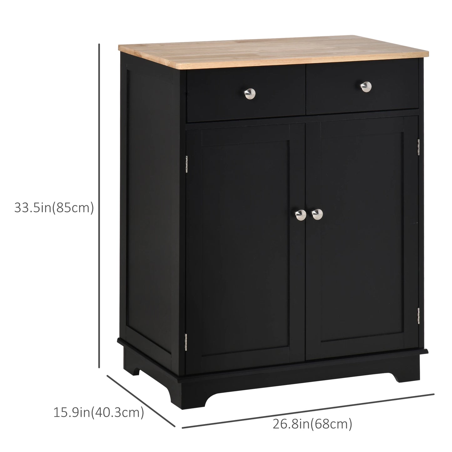 Sideboard Buffet Cabinet, 27" with Adjustable Shelf, 2 Drawers, 2 Doors, Black Kitchen Pantry Cabinets at Gallery Canada